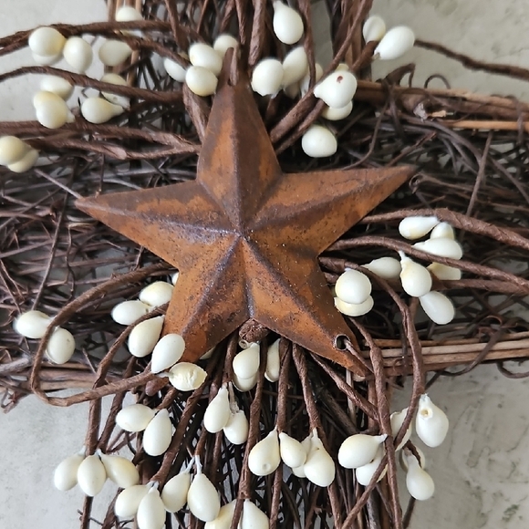 Rustic Wicker Cross with Star and White Accents - Picture 4 of 7